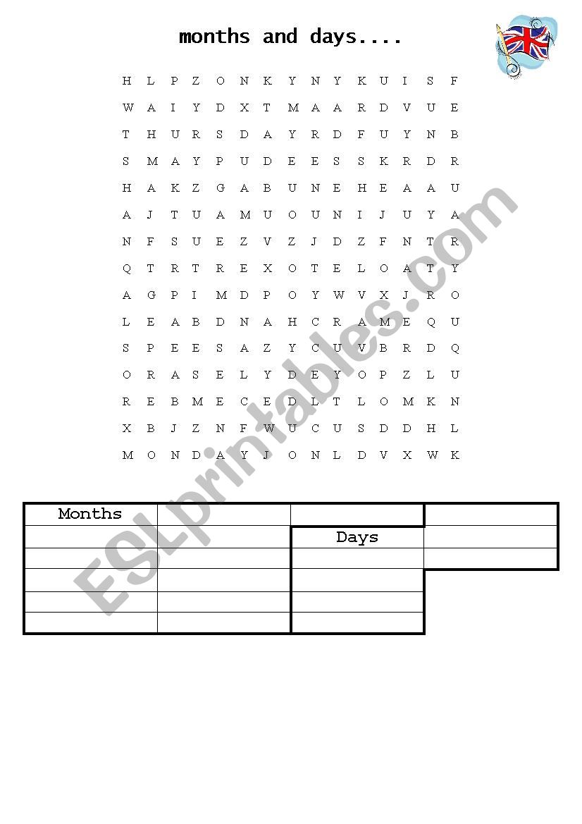 month and day worksheet