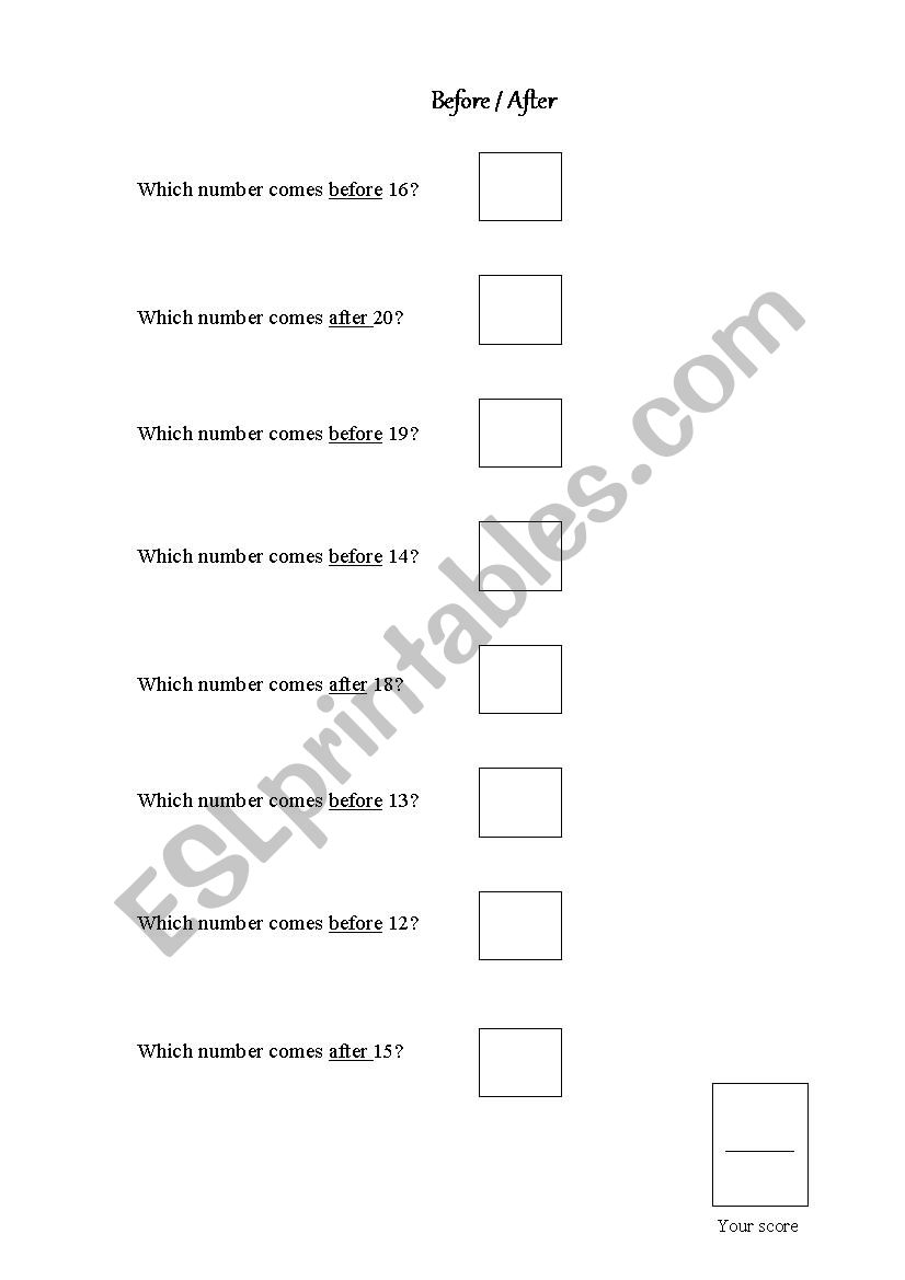 before /after  worksheet