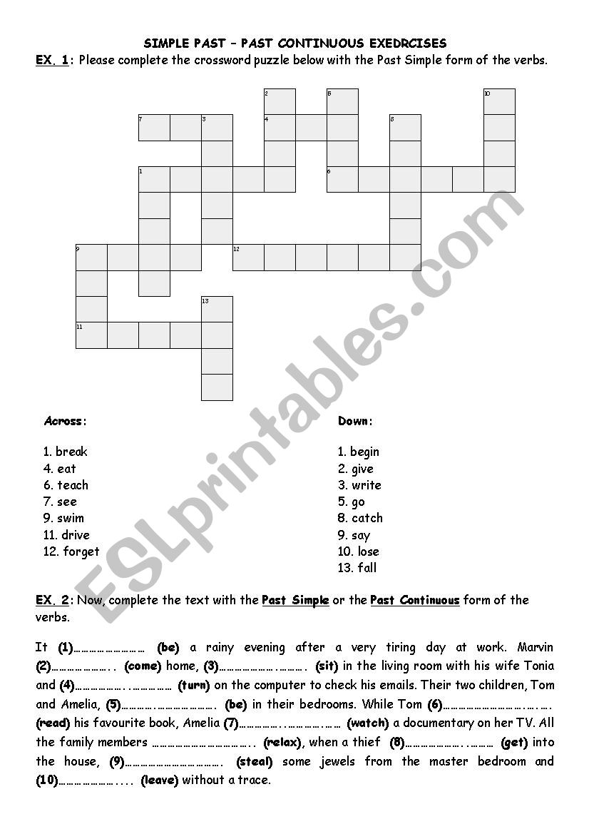 PAST SIMPLE-PAST CONTINUOUS worksheet