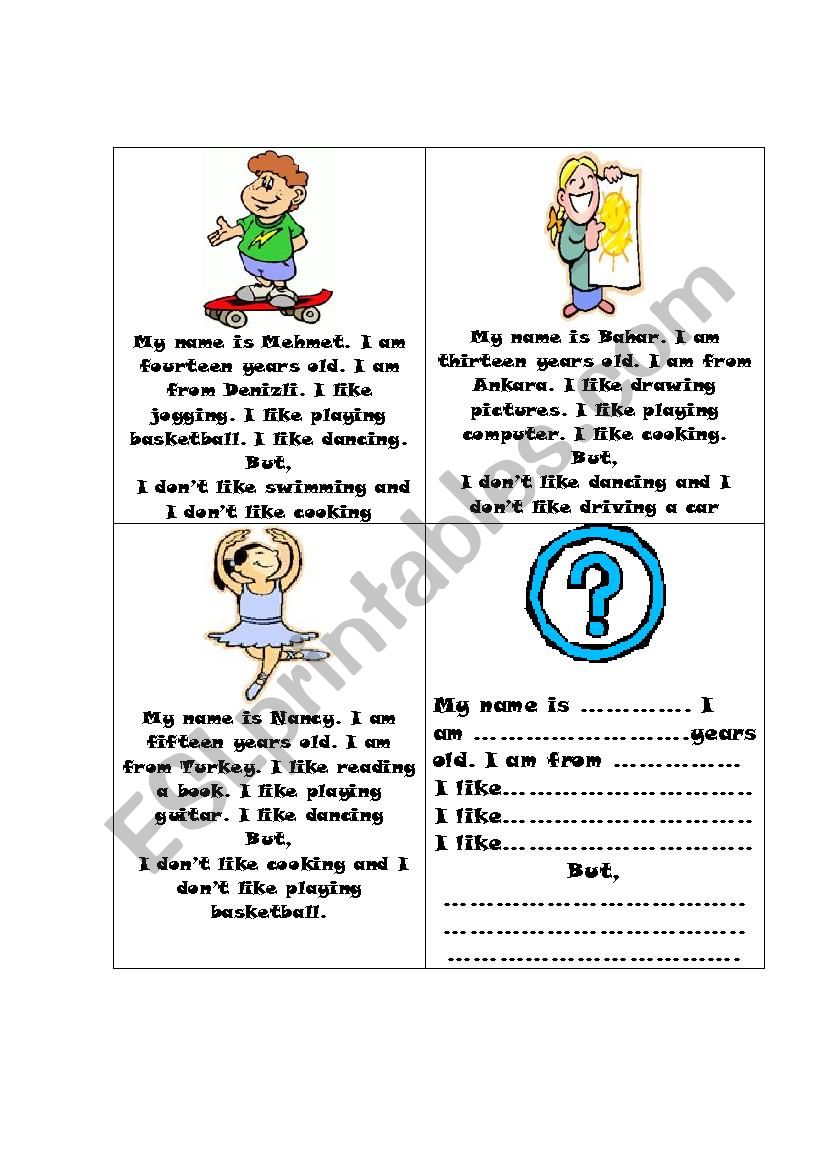 like donÂ´t like worksheet worksheet