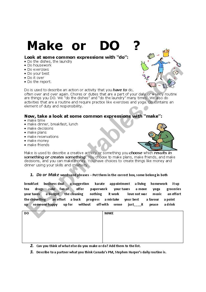 MAKE or DO? worksheet