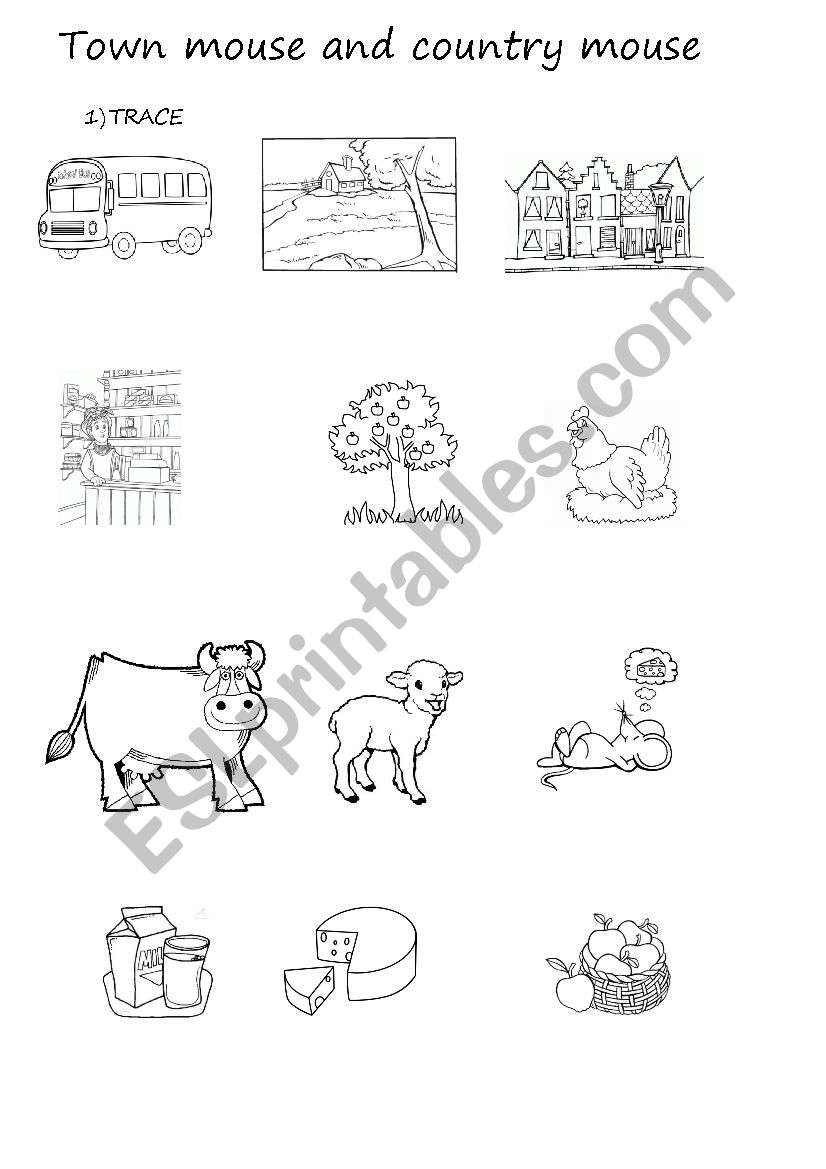 Town mouse country moyuse worksheet