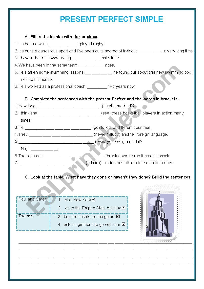 Present Perfect Simple worksheet