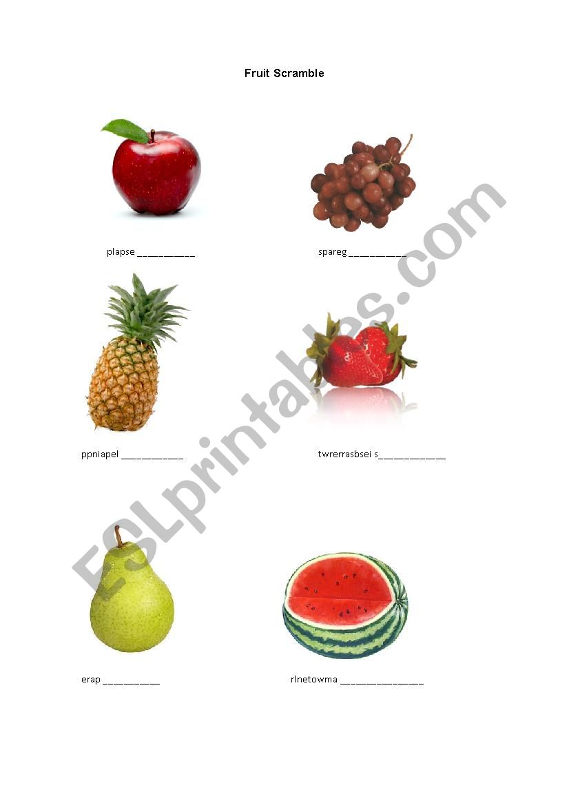 fruits worksheet