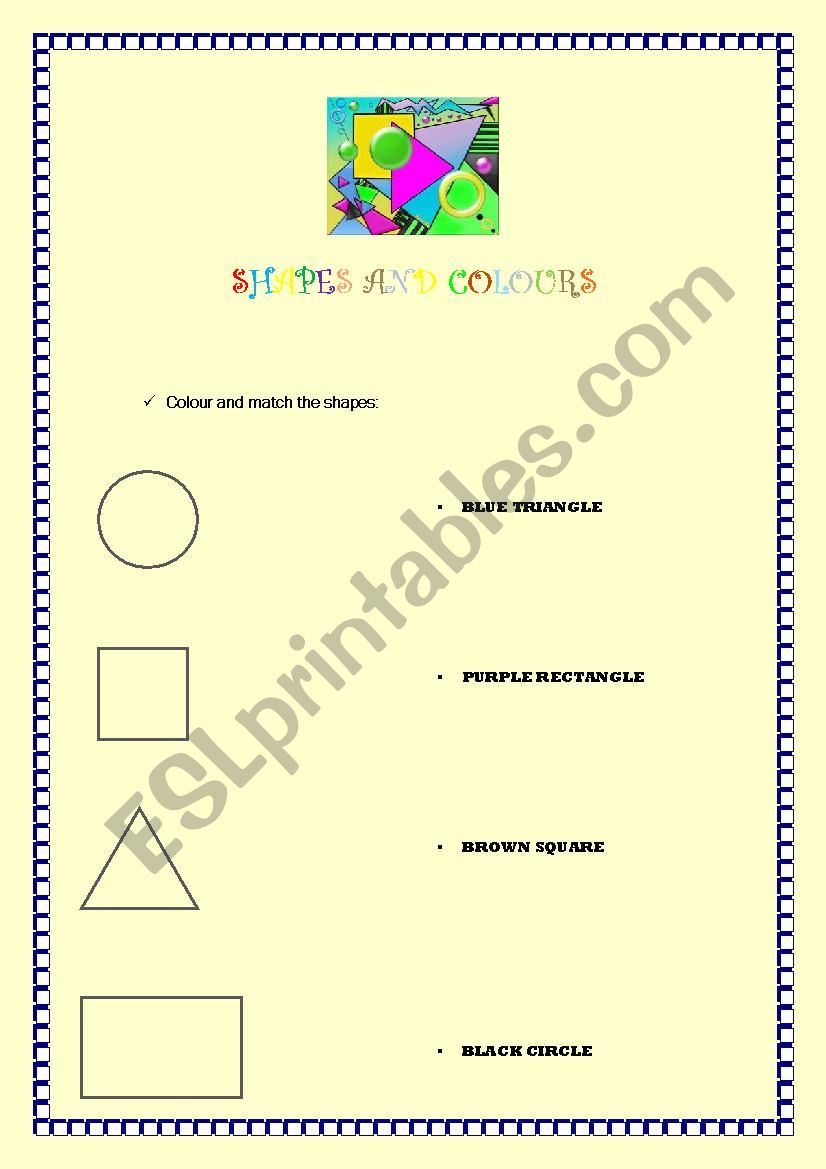 Shapes and colours worksheet