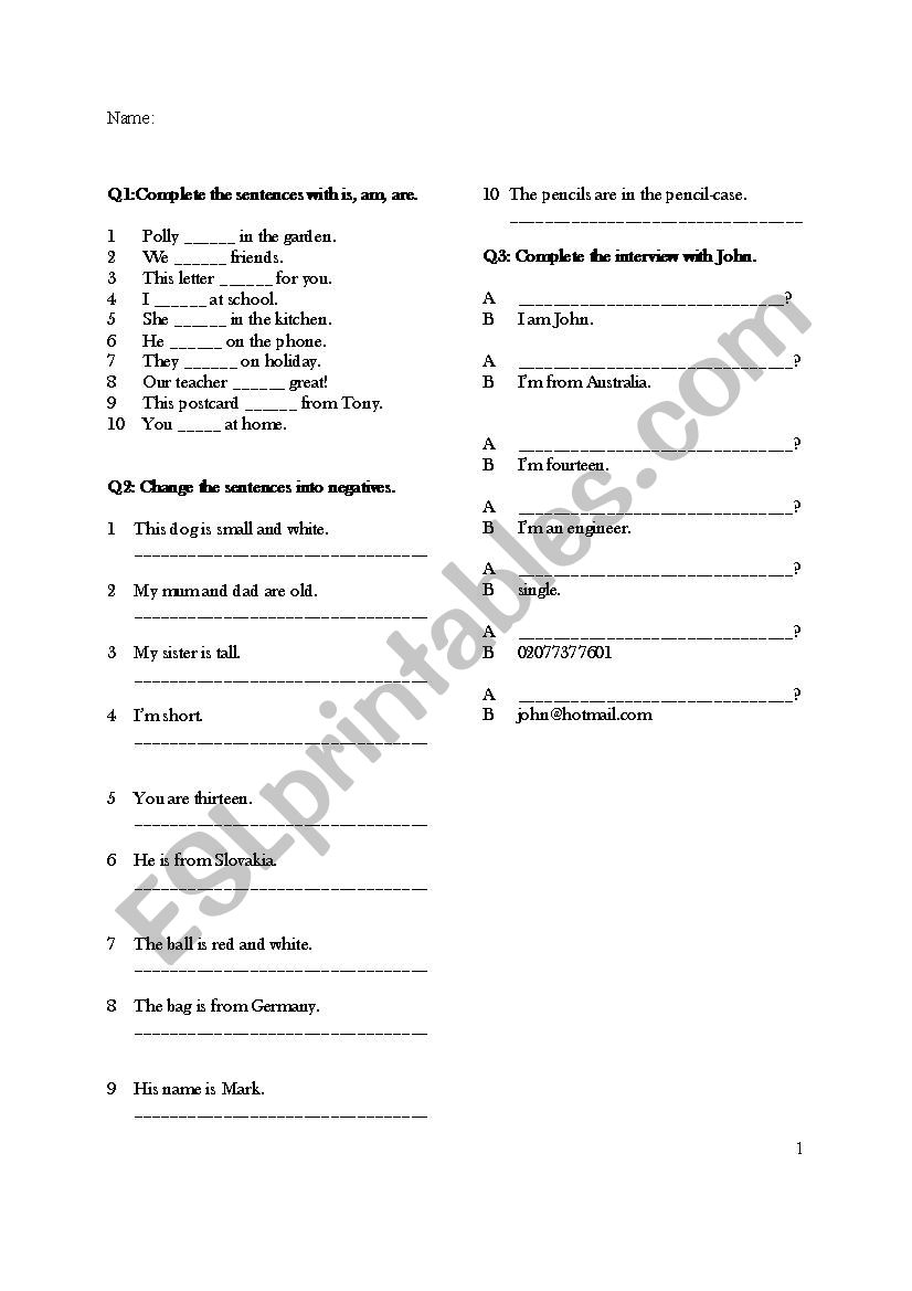 grammar test worksheet