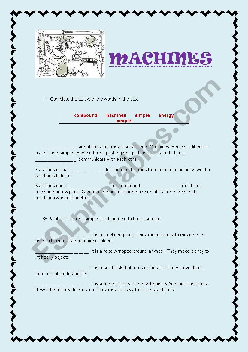 MACHINES worksheet