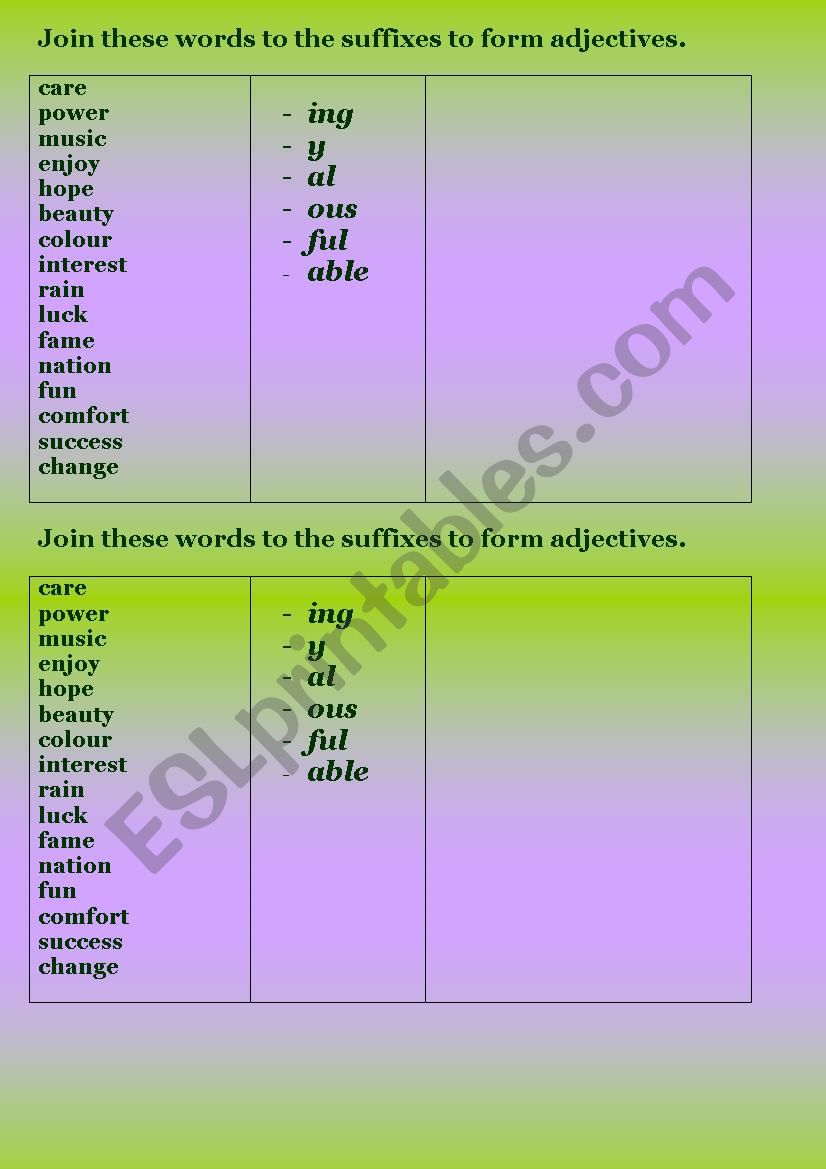 Word Formation worksheet