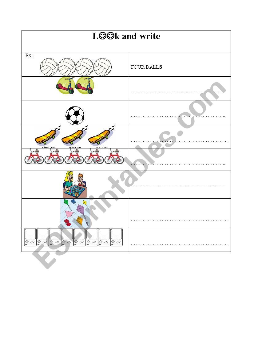 TOYS worksheet