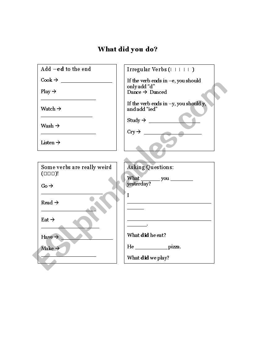 Past Simple worksheet worksheet