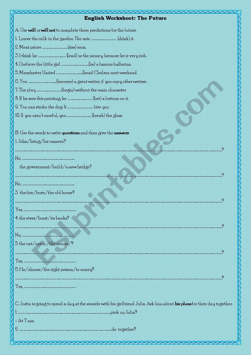 Worksheet about the Future worksheet