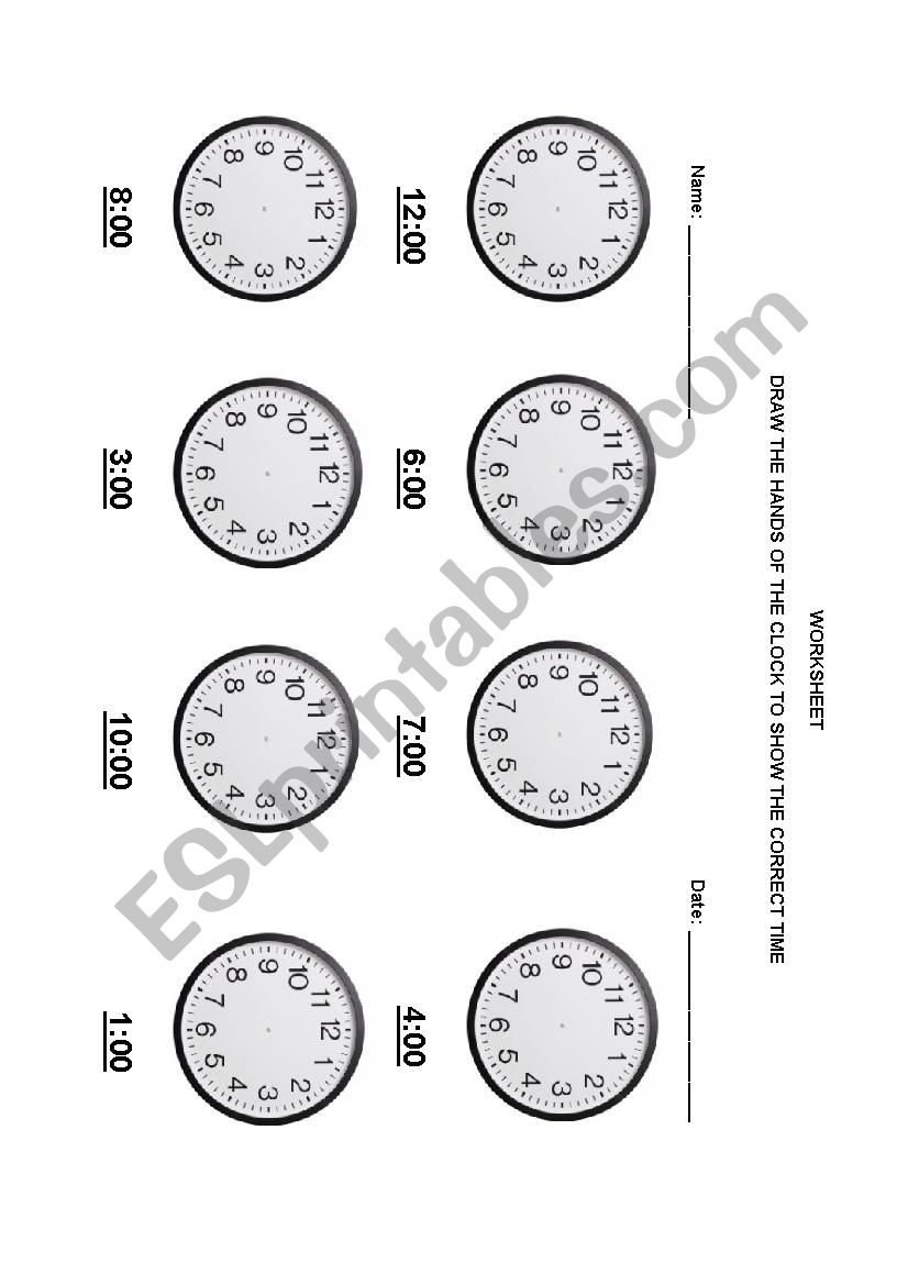 Teach Time worksheet