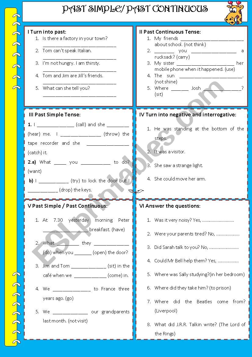 PAST SIMPLE / PAST CONTINUOUS worksheet