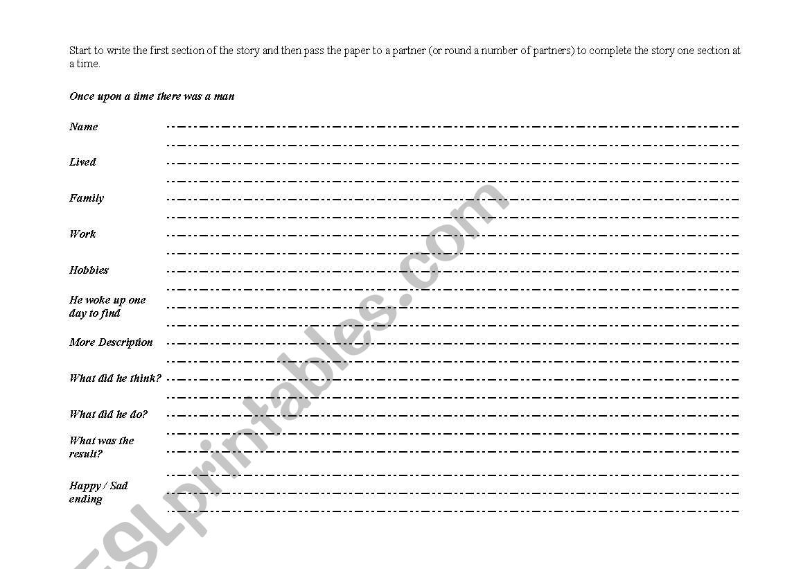 Writing - Round Robin worksheet