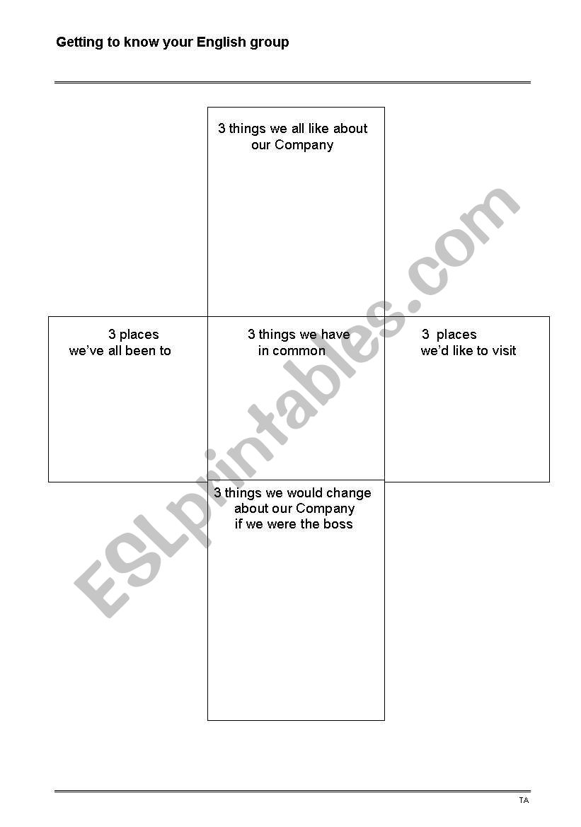 Getting to Know your Group worksheet