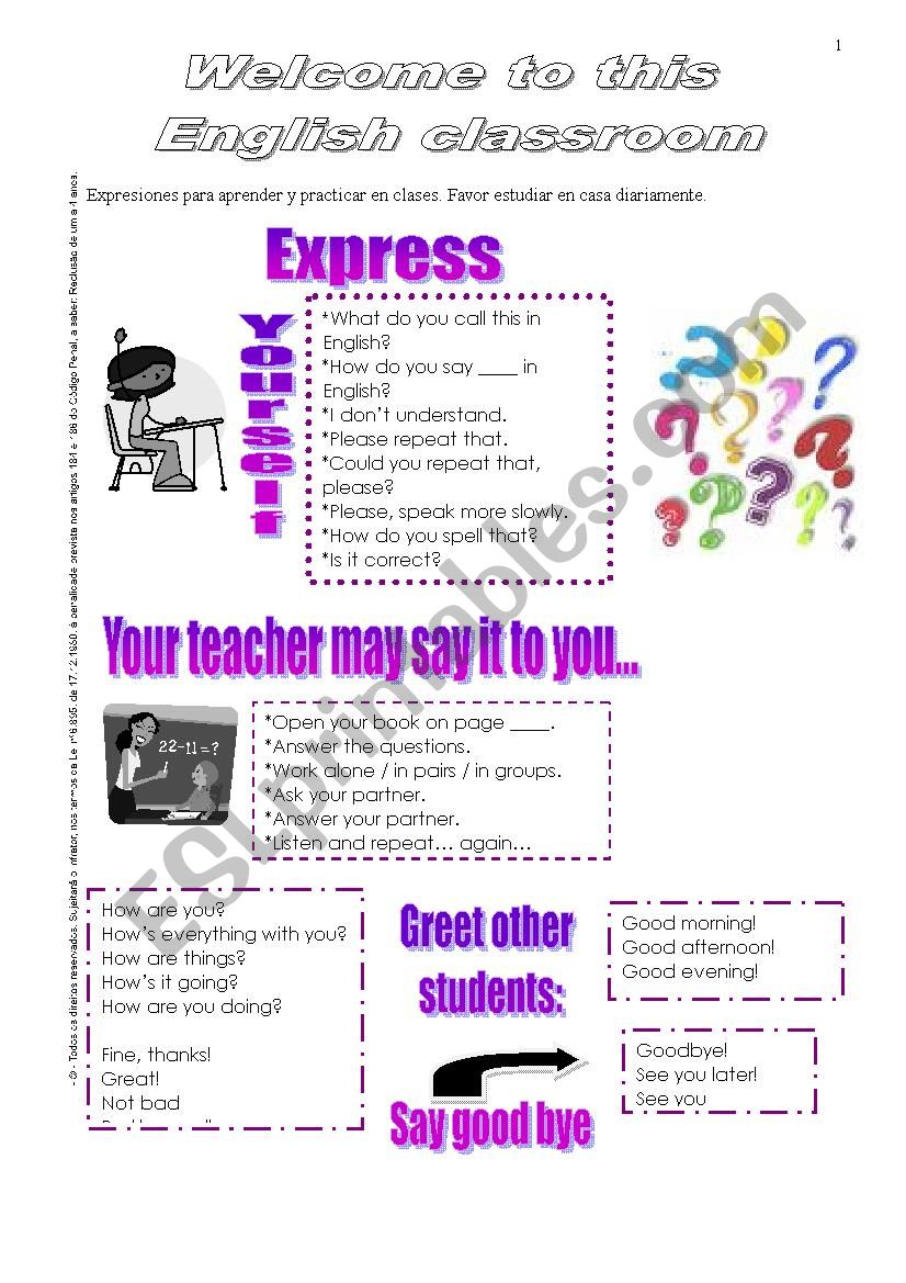 Classroom Language worksheet