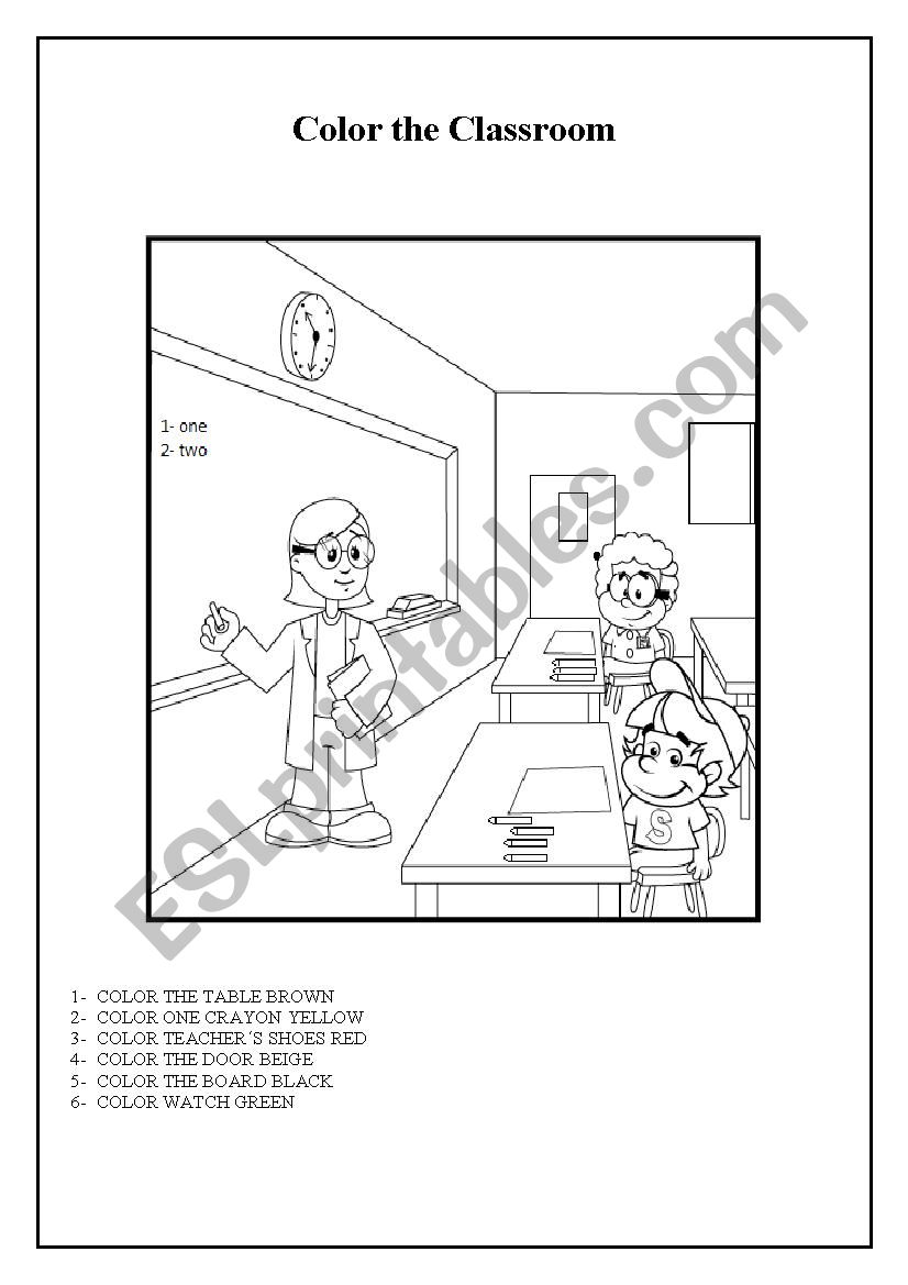 COLOR THE CLASSROOM worksheet