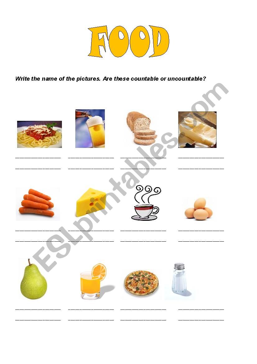 Food, Countable and Uncountable