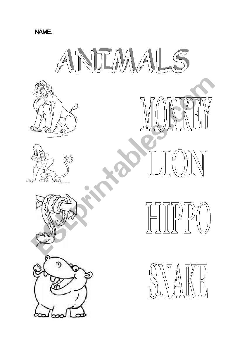 ANIMALS worksheet