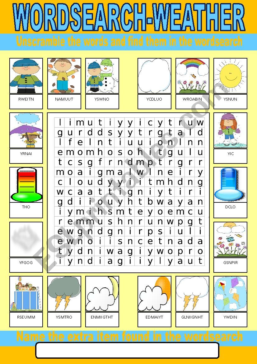 Weather Wordsearch worksheet