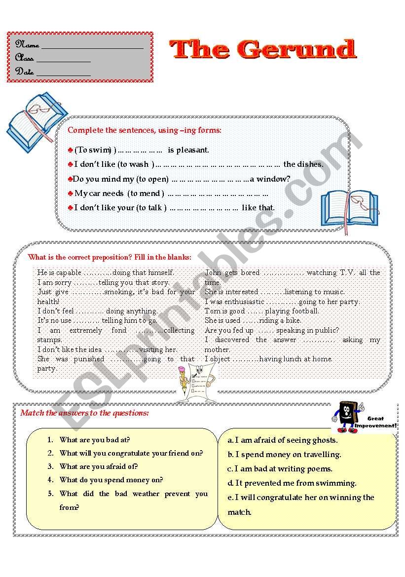 GERUND and INFINITIVE worksheet