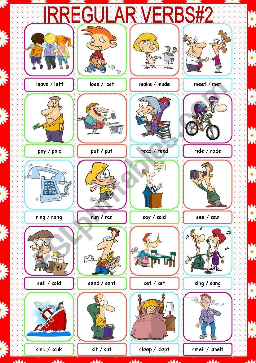 Irregular Verbs Picture Dictionary#2