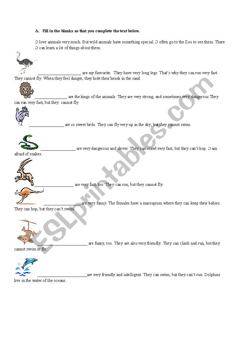 animals can worksheet