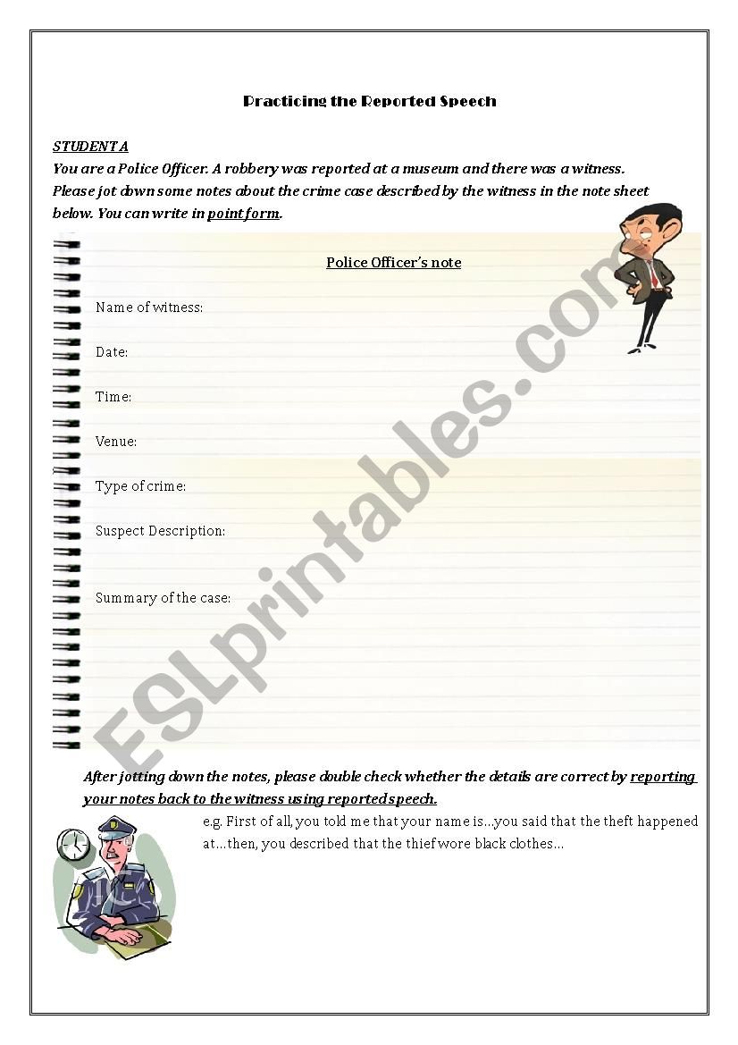 Mr. Bean Animation Series - Role-play activity (Reported Speech) 