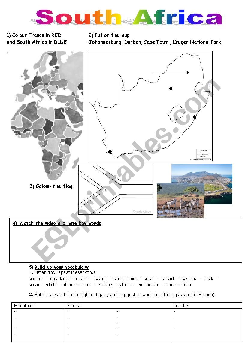 South Africa (introduction) worksheet