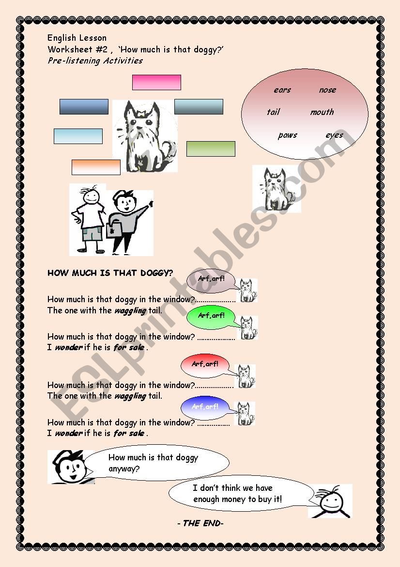 A song sheet- listening practice for children