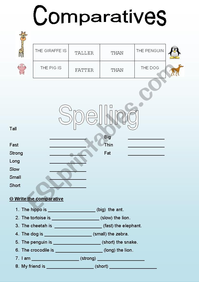Comparatives worksheet