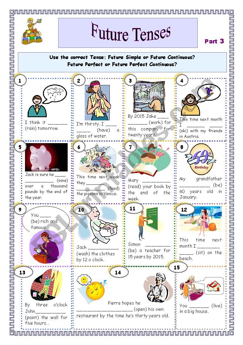 Future Tense Worksheets For Kids