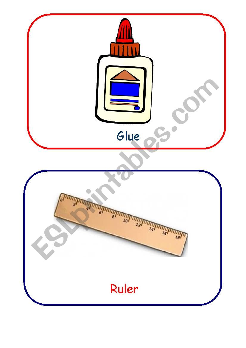 School objects flashcards set 3