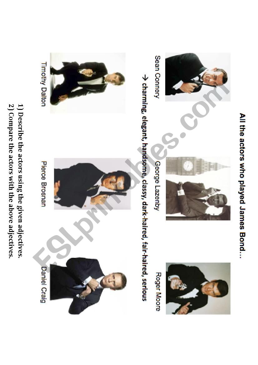 James Bond Actors worksheet