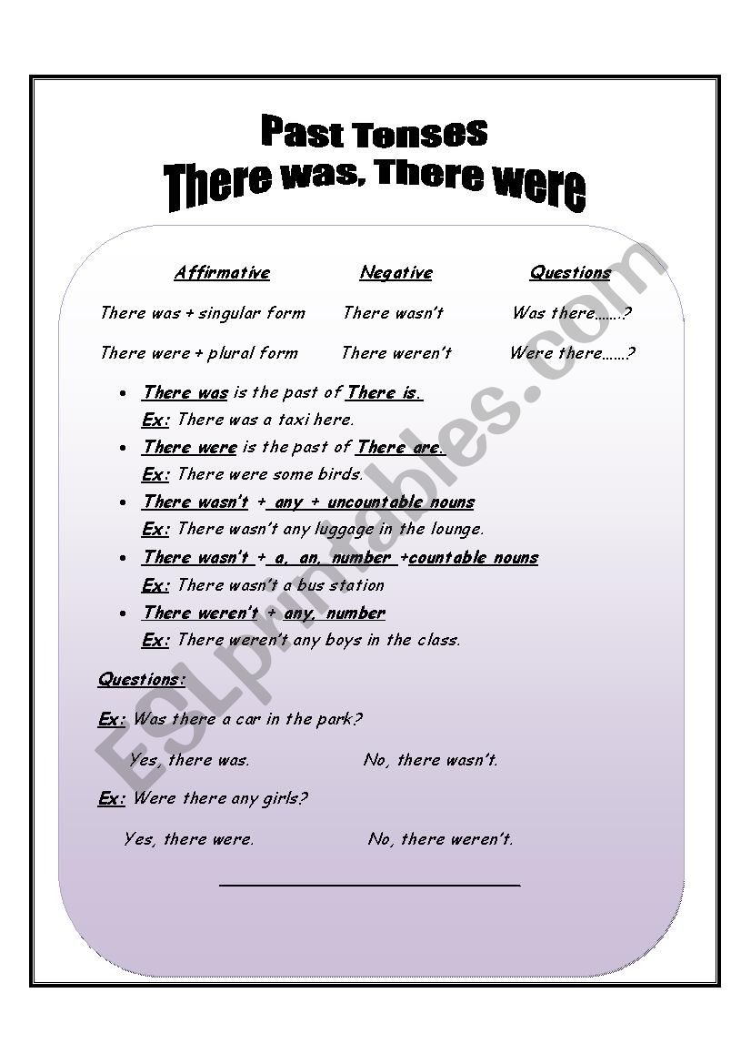 There Was & There Were worksheet