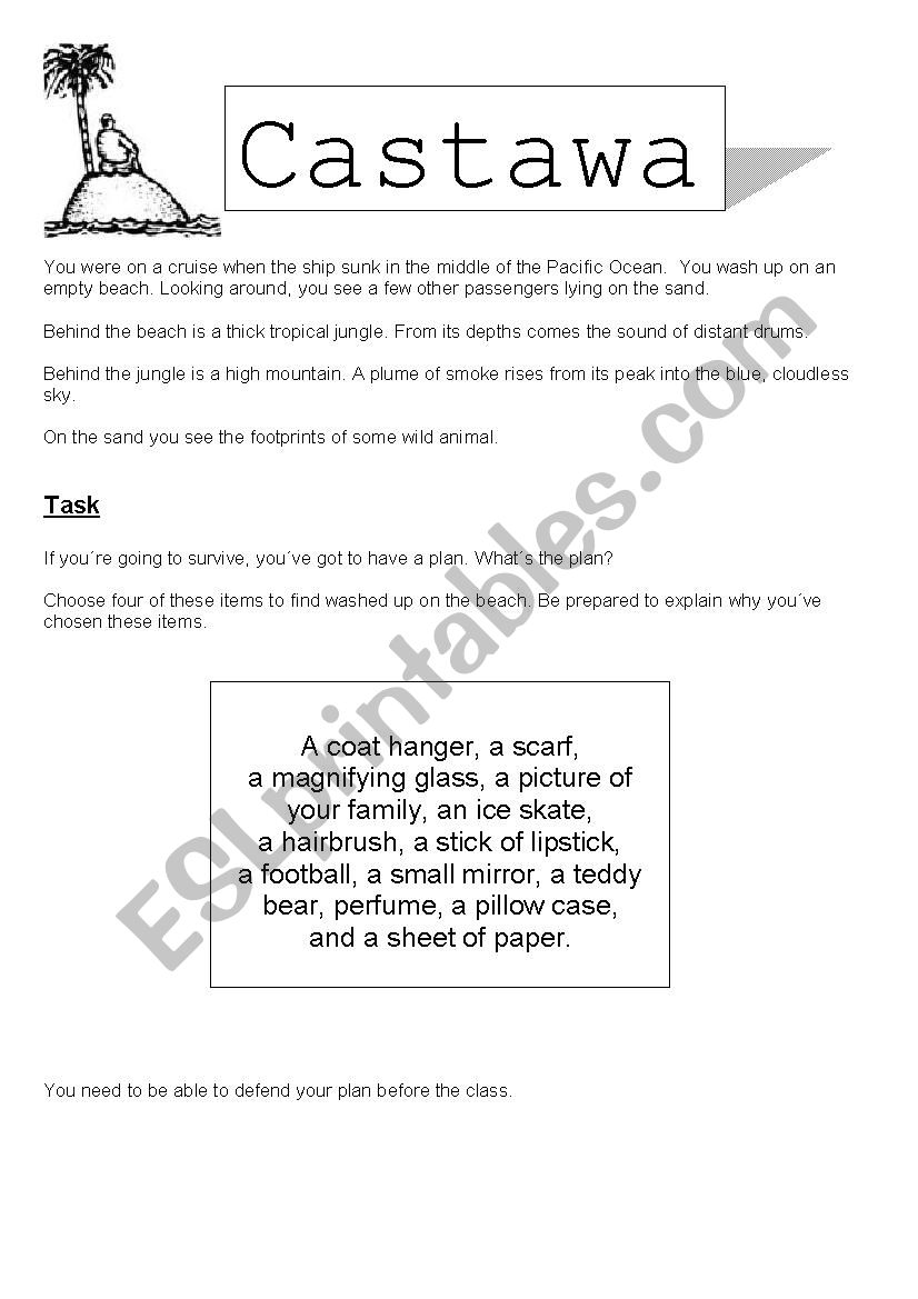 Castaways - group speaking activity