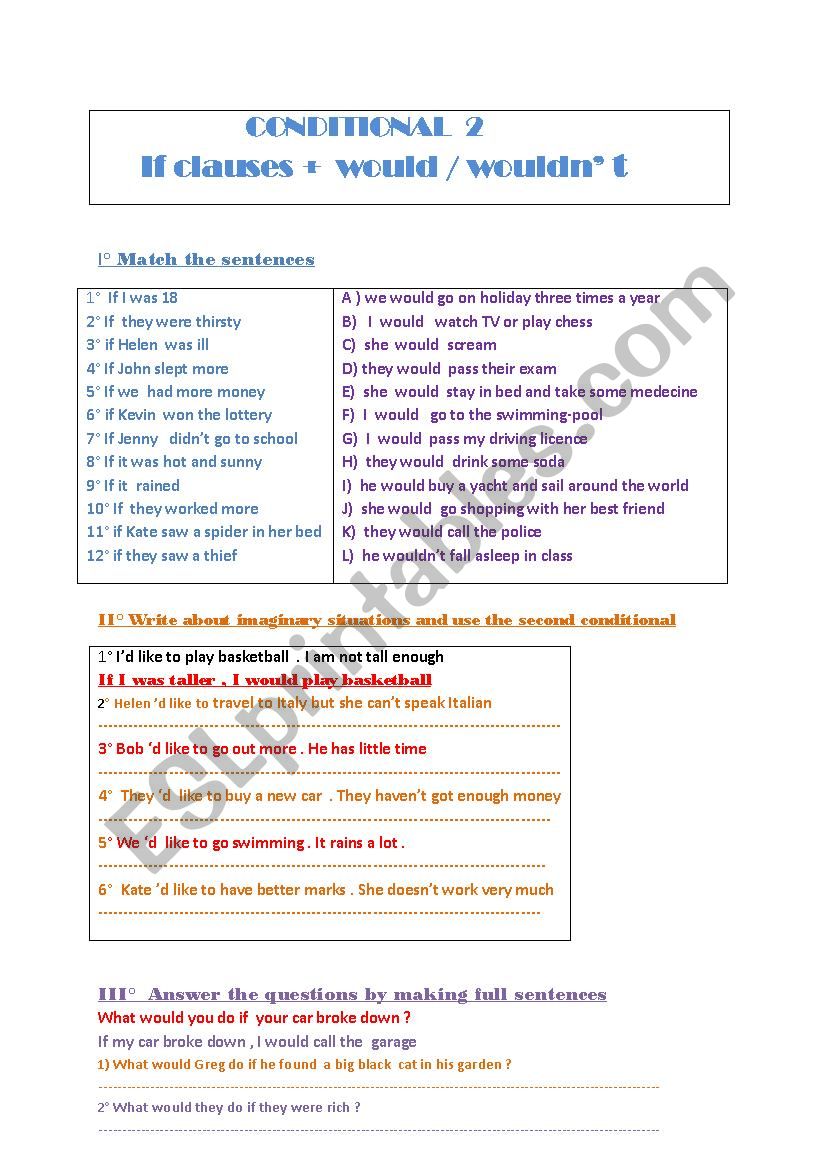 Second conditional  worksheet