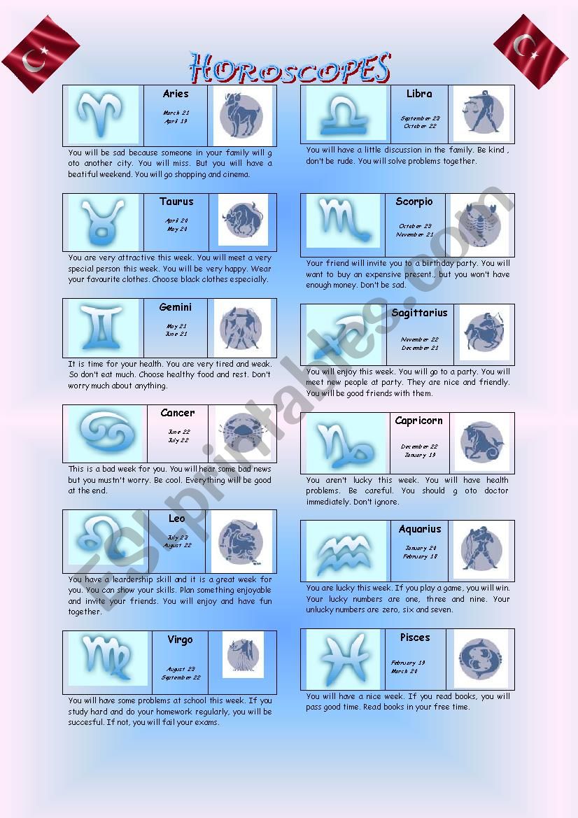 horoscopes worksheet