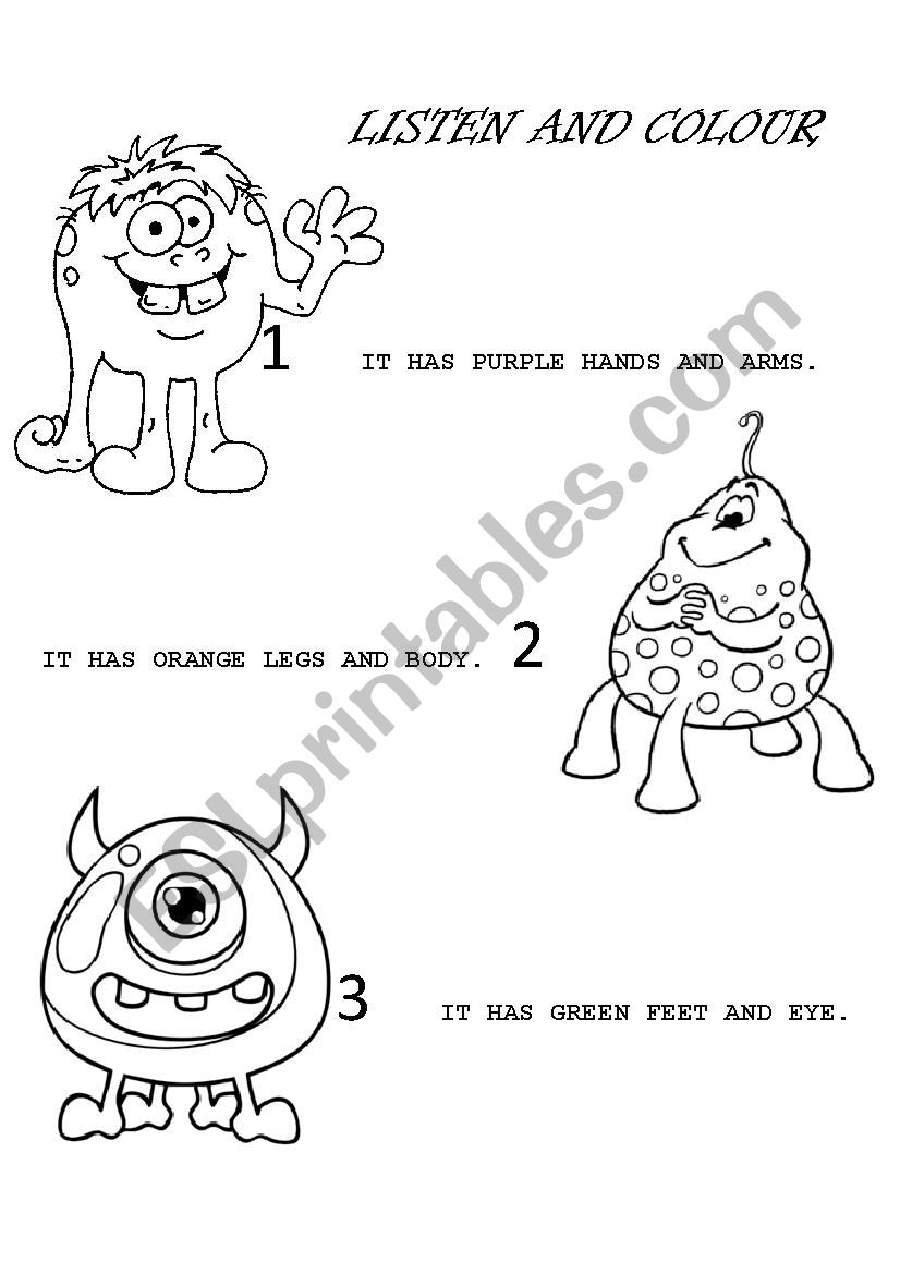 Colour the aliens worksheet