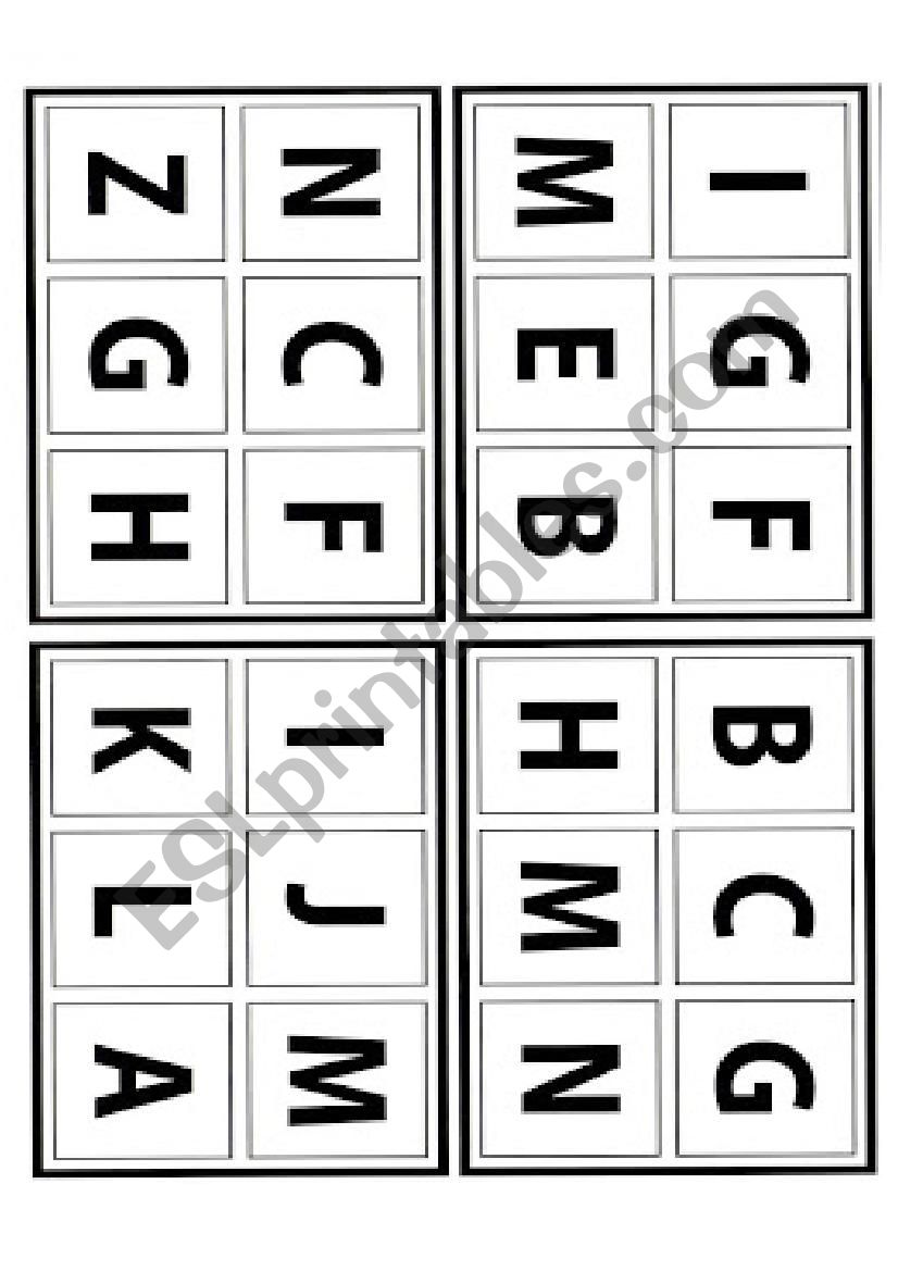 abc bingo cards worksheet