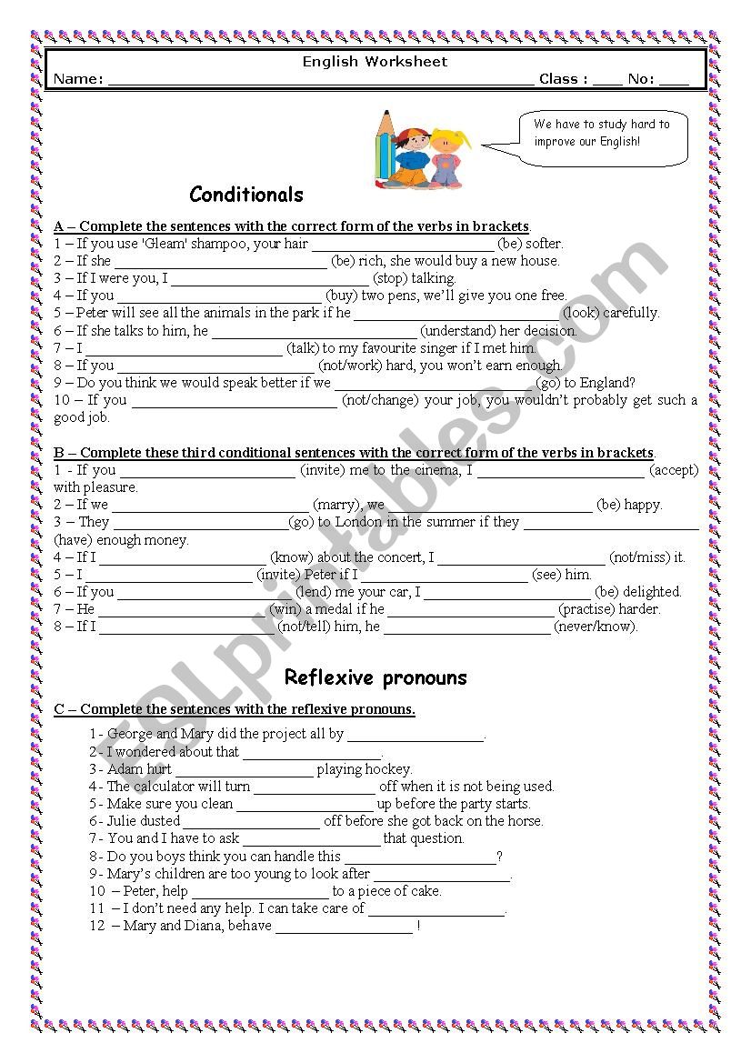 Conditionals+Reflexive pronouns (WITH KEY)