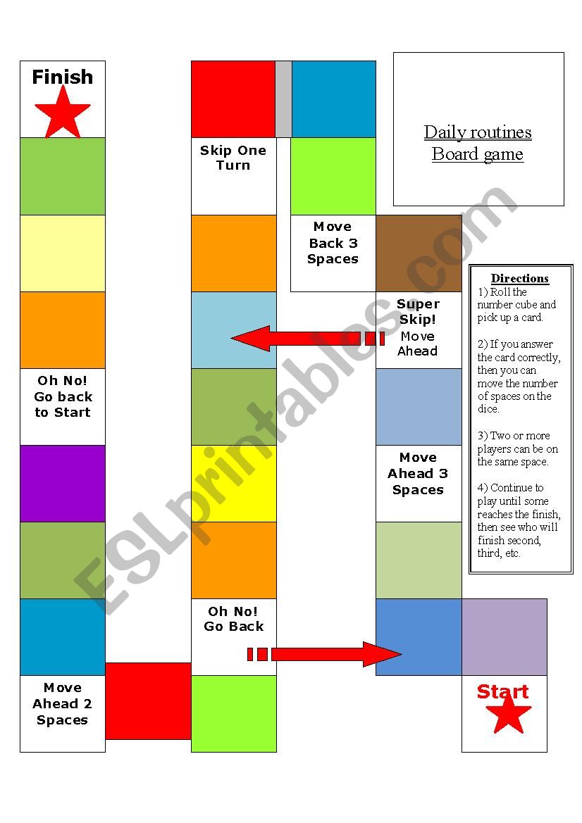 Daily routine board game worksheet
