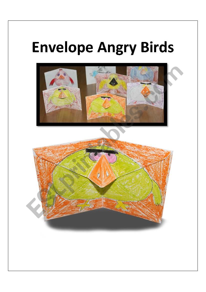 Envelope Angry Birds + template + worksheet + Instructions