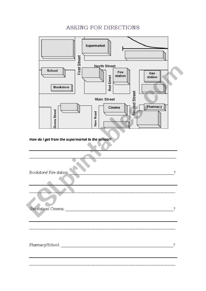 Asking for directions worksheet