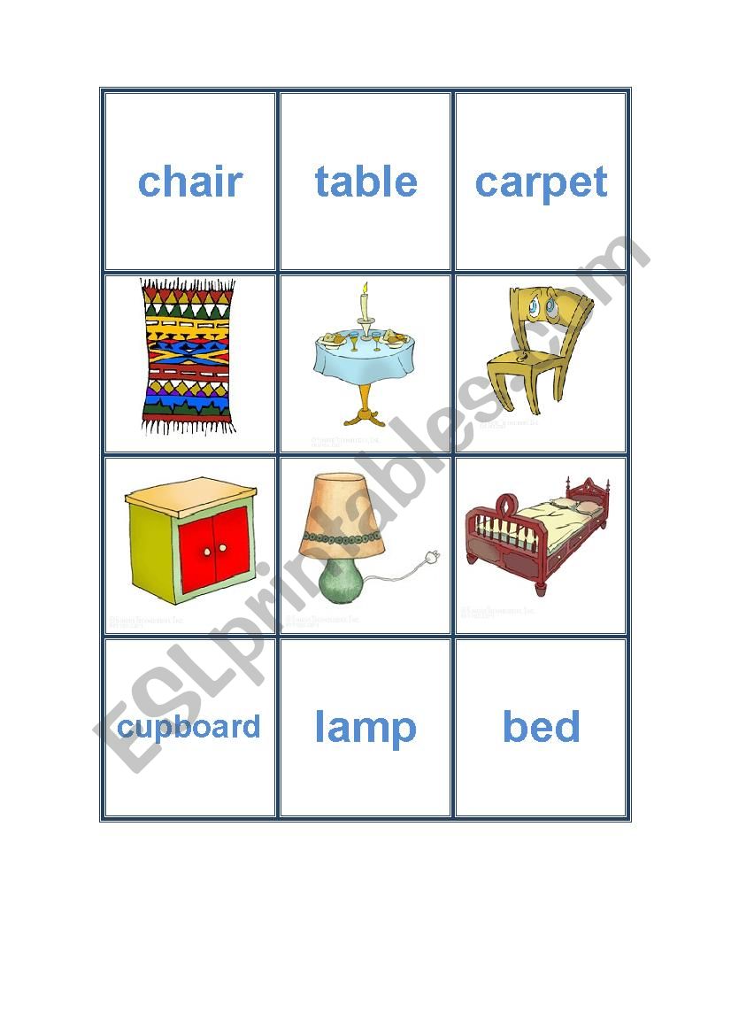 House memory game worksheet