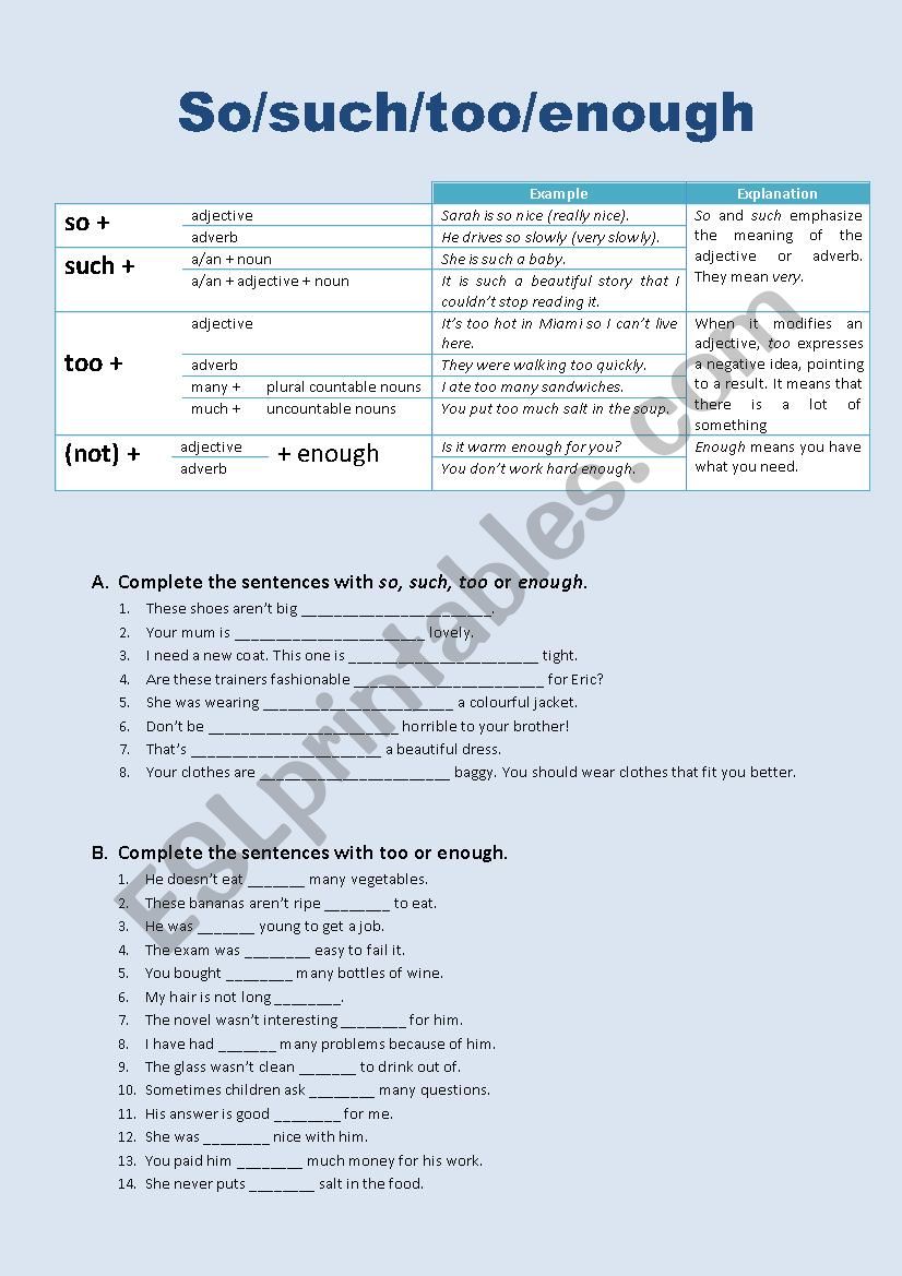 So/such/too/enough worksheet