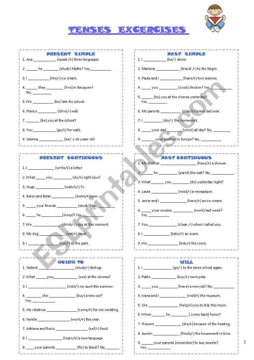 Tenses Excercises worksheet