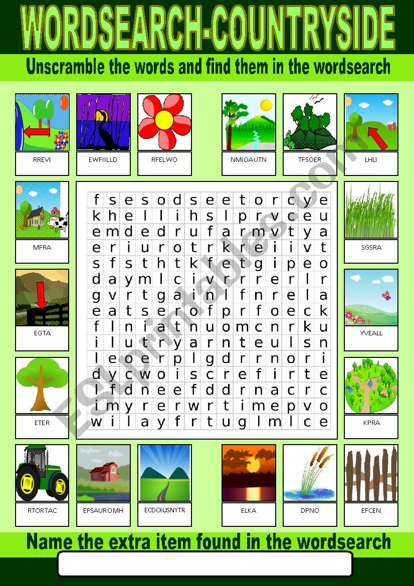 Countryside Wordsearch worksheet