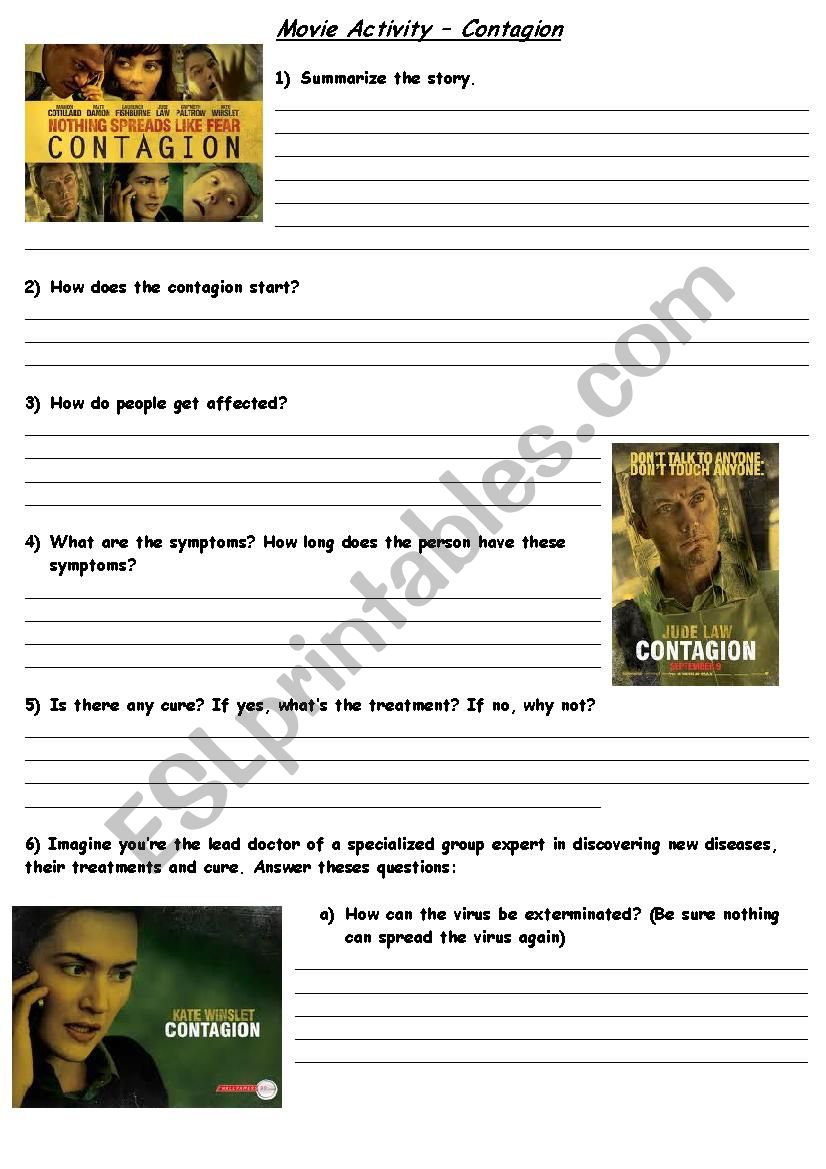 Movie activity - Contagion worksheet