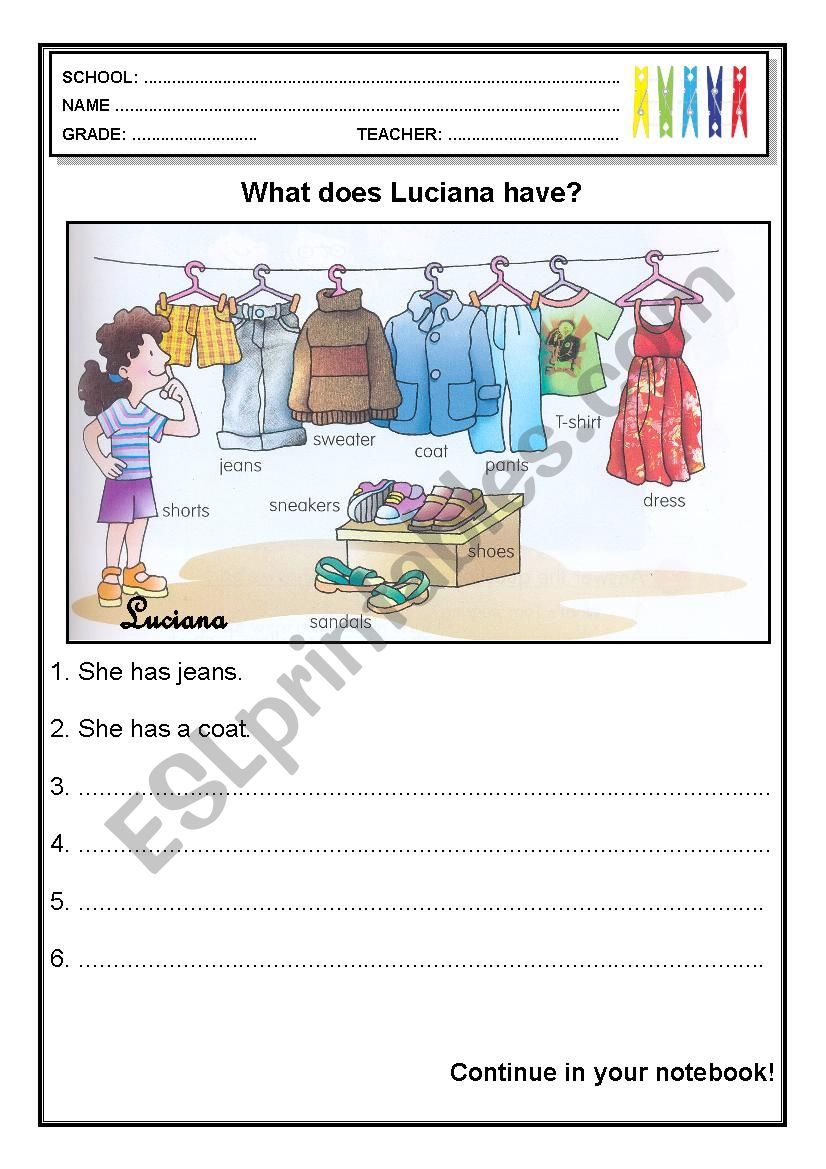 Describing clothes worksheet